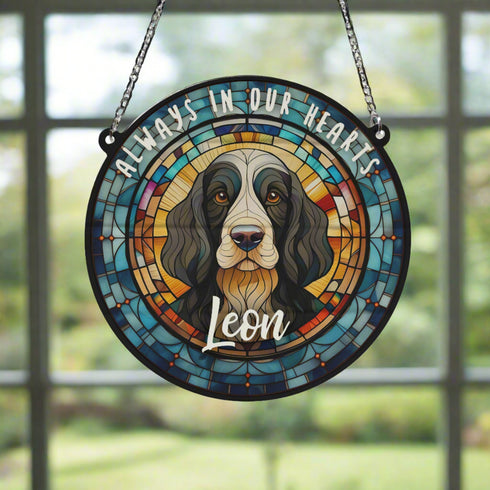 Cocker Spaniel Black & White Memorial Stained Glass Effect Suncatcher